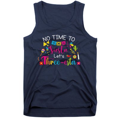 3 Year Old Mexican Fiesta No Time To Siesta Let's Threeesta Funny Tank Top