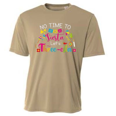 3 Year Old Mexican Fiesta No Time To Siesta Let's Threeesta Funny Cooling Performance Crew T-Shirt