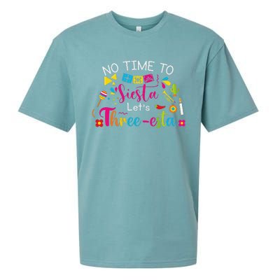 3 Year Old Mexican Fiesta No Time To Siesta Let's Threeesta Funny Sueded Cloud Jersey T-Shirt