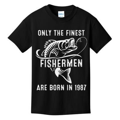 34 Year Old Fishing Fisherman 1987 34 Th Birthday Kids T-Shirt