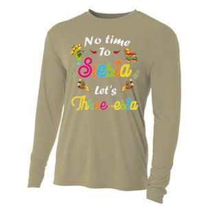 3 Year Old Mexican Fiesta No Time To Siesta Let's Threeesta Cooling Performance Long Sleeve Crew