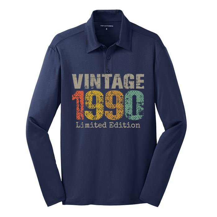 34 Year Old Gifts Vintage 1990 Limited Edition 34th Birthday Silk Touch Performance Long Sleeve Polo