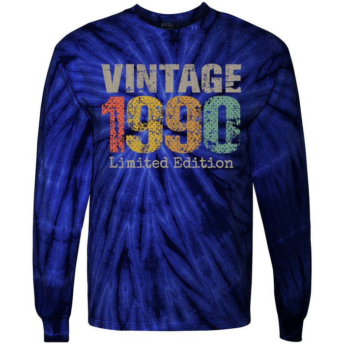 34 Year Old Gifts Vintage 1990 Limited Edition 34th Birthday Tie-Dye Long Sleeve Shirt