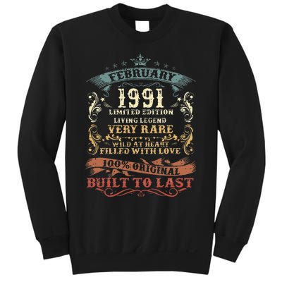 32 Year Old Awesome Since February 1991 32nd Birthday Gift Sweatshirt