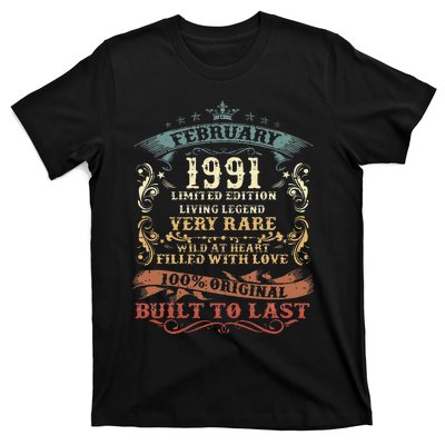 32 Year Old Awesome Since February 1991 32nd Birthday Gift T-Shirt