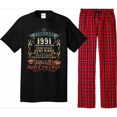 32 Year Old Awesome Since February 1991 32nd Birthday Gift Pajama Set