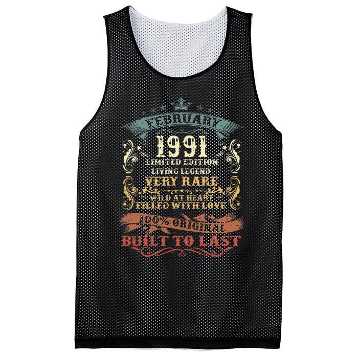 32 Year Old Awesome Since February 1991 32nd Birthday Gift Mesh Reversible Basketball Jersey Tank