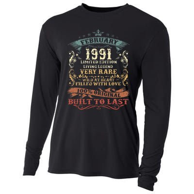 32 Year Old Awesome Since February 1991 32nd Birthday Gift Cooling Performance Long Sleeve Crew