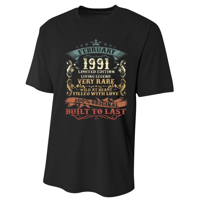 32 Year Old Awesome Since February 1991 32nd Birthday Gift Performance Sprint T-Shirt