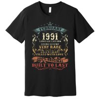 32 Year Old Awesome Since February 1991 32nd Birthday Gift Premium T-Shirt