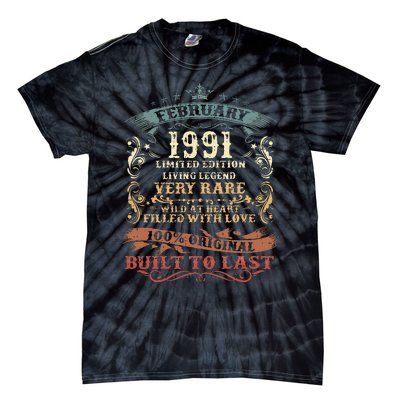 32 Year Old Awesome Since February 1991 32nd Birthday Gift Tie-Dye T-Shirt