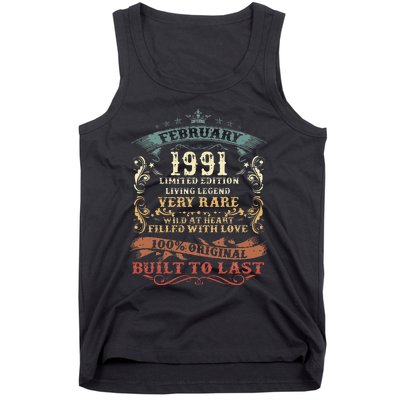 32 Year Old Awesome Since February 1991 32nd Birthday Gift Tank Top