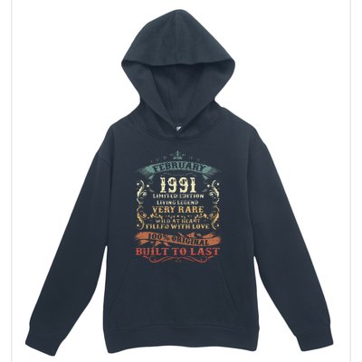 32 Year Old Awesome Since February 1991 32nd Birthday Gift Urban Pullover Hoodie