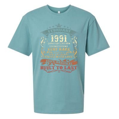 32 Year Old Awesome Since February 1991 32nd Birthday Gift Sueded Cloud Jersey T-Shirt