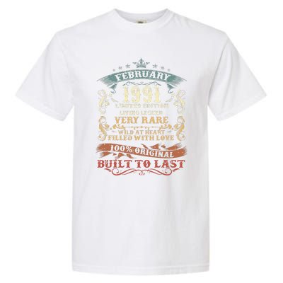 32 Year Old Awesome Since February 1991 32nd Birthday Gift Garment-Dyed Heavyweight T-Shirt