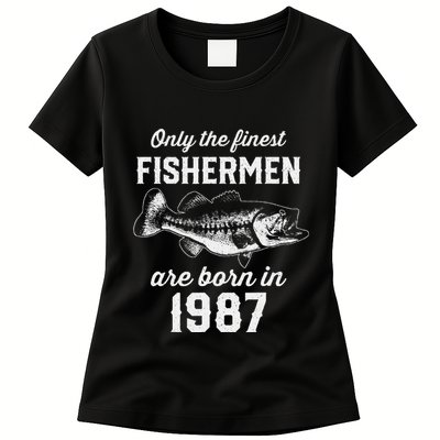36 Year Old Fisherman Fishing 1987 36th Birthday Womens T-Shirt