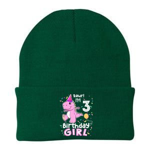 3 Year Old Dinosaur Birthday 3rd T Rex Dino Three Saurus Knit Cap Winter Beanie