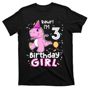 3 Year Old Dinosaur Birthday 3rd T Rex Dino Three Saurus T-Shirt