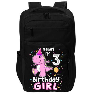 3 Year Old Dinosaur Birthday 3rd T Rex Dino Three Saurus Impact Tech Backpack