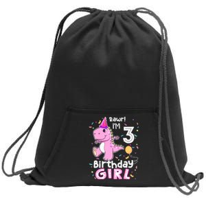 3 Year Old Dinosaur Birthday 3rd T Rex Dino Three Saurus Sweatshirt Cinch Pack Bag