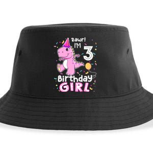 3 Year Old Dinosaur Birthday 3rd T Rex Dino Three Saurus Sustainable Bucket Hat