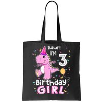 3 Year Old Dinosaur Birthday 3rd T Rex Dino Three Saurus Tote Bag