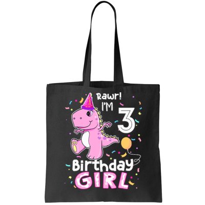 3 Year Old Dinosaur Birthday 3rd T Rex Dino Three Saurus Tote Bag