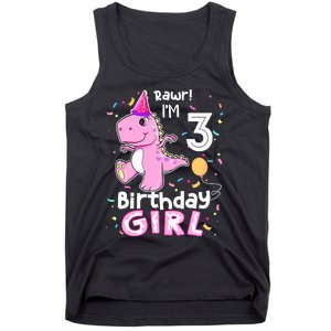 3 Year Old Dinosaur Birthday 3rd T Rex Dino Three Saurus Tank Top