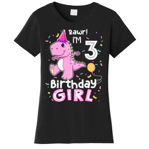 3 Year Old Dinosaur Birthday 3rd T Rex Dino Three Saurus Women's T-Shirt