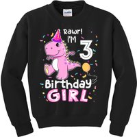 3 Year Old Dinosaur Birthday 3rd T Rex Dino Three Saurus Kids Sweatshirt