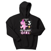 3 Year Old Dinosaur Birthday 3rd T Rex Dino Three Saurus Kids Hoodie