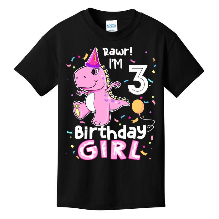 3 Year Old Dinosaur Birthday 3rd T Rex Dino Three Saurus Kids T-Shirt