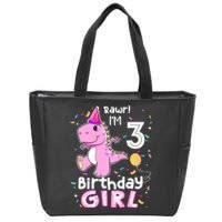 3 Year Old Dinosaur Birthday 3rd T Rex Dino Three Saurus Zip Tote Bag