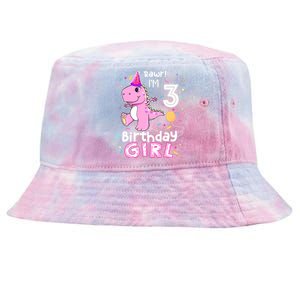 3 Year Old Dinosaur Birthday 3rd T Rex Dino Three Saurus Tie-Dyed Bucket Hat