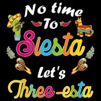 3 Year Old Mexican Fiesta no time to siesta let's Three-esta Stripe Pom Pom Beanie