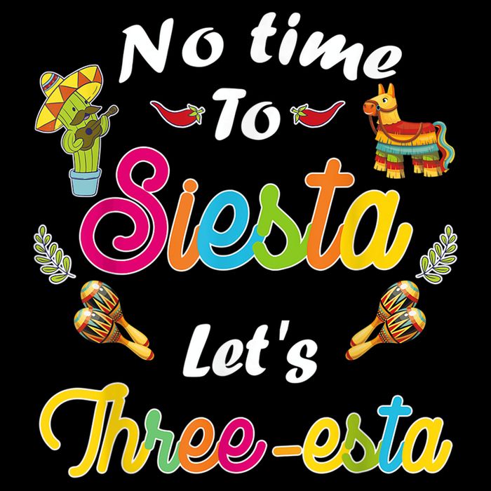 3 Year Old Mexican Fiesta no time to siesta let's Three-esta Stripe Pom Pom Beanie
