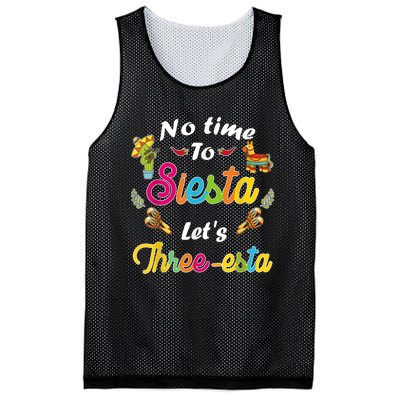 3 Year Old Mexican Fiesta no time to siesta let's Three-esta Mesh Reversible Basketball Jersey Tank