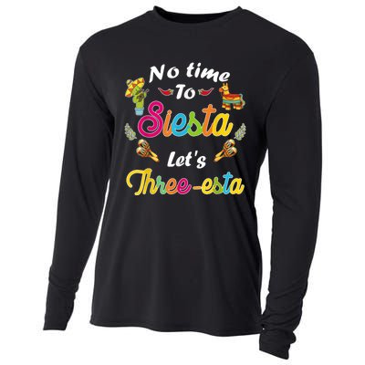 3 Year Old Mexican Fiesta no time to siesta let's Three-esta Cooling Performance Long Sleeve Crew