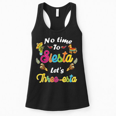 3 Year Old Mexican Fiesta no time to siesta let's Three-esta Womens Tank Top