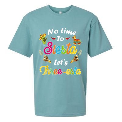 3 Year Old Mexican Fiesta no time to siesta let's Three-esta Sueded Cloud Jersey T-Shirt