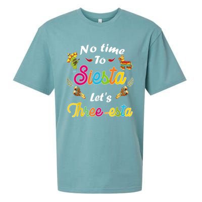 3 Year Old Mexican Fiesta no time to siesta let's Three-esta Sueded Cloud Jersey T-Shirt