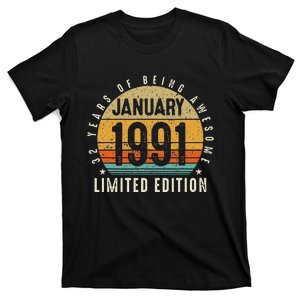 32 Years Old Gift January 1991 Limited Edition 32nd Birthday T-Shirt