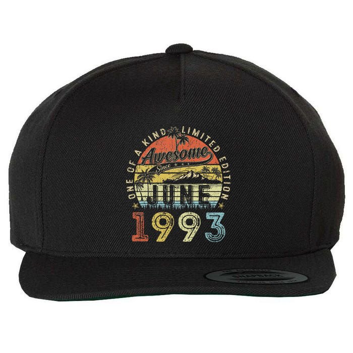 30 Year Old Awesome Since June 1993 30th Birthday Wool Snapback Cap