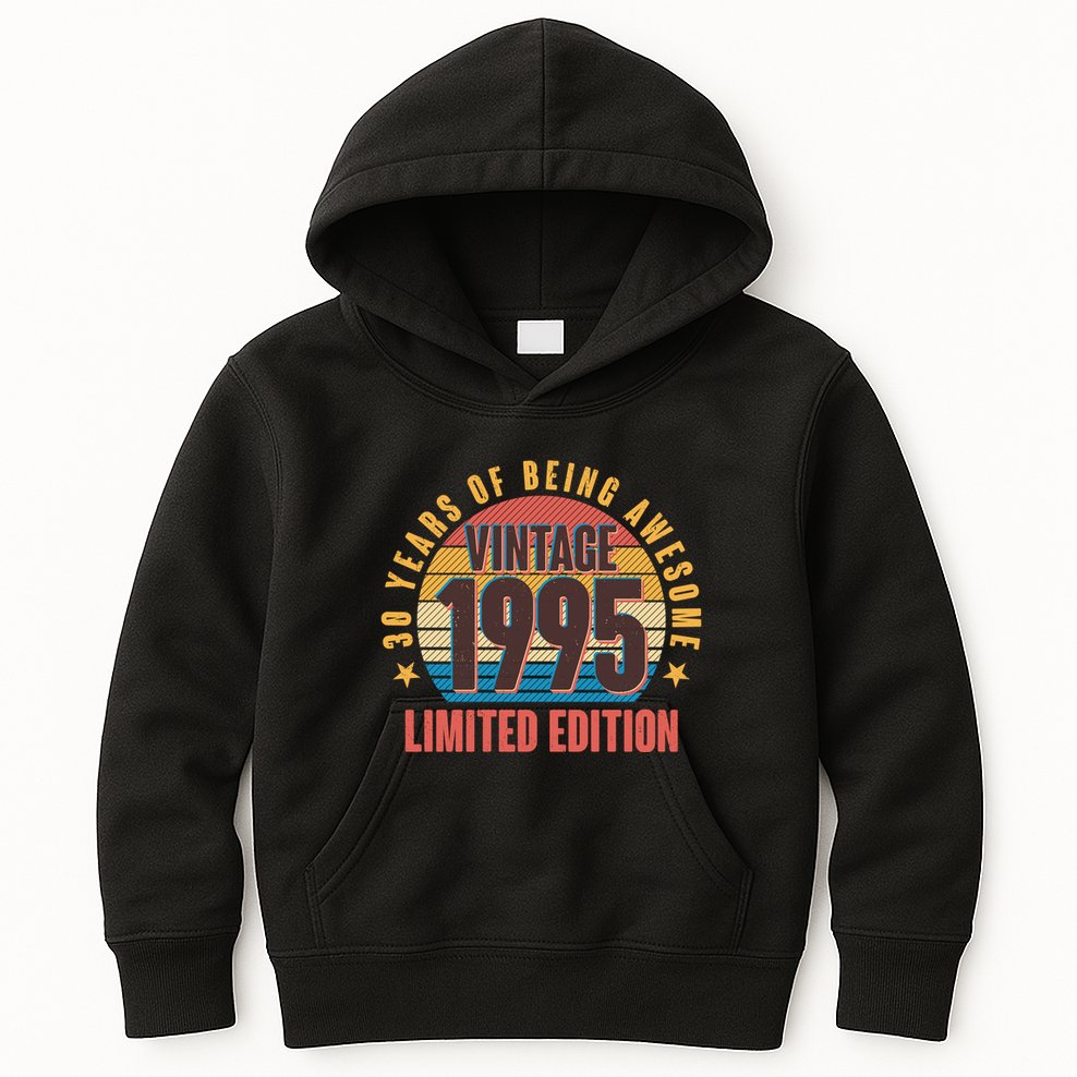 30 Years Of Being Awesome 1995 Limited Edition Vintage Retro Kids Hoodie