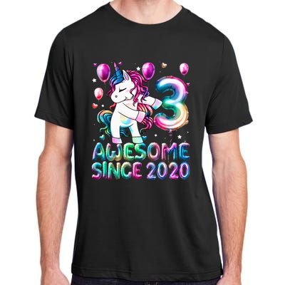 3 Years Old Unicorn Flossing 3rd Birthday Girl Unicorn Party Adult ChromaSoft Performance T-Shirt