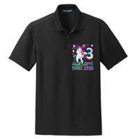 3 Years Old Unicorn Flossing 3rd Birthday Girl Unicorn Party Dry Zone Grid Polo