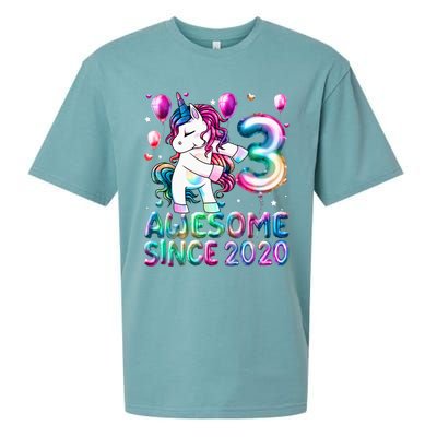 3 Years Old Unicorn Flossing 3rd Birthday Girl Unicorn Party Sueded Cloud Jersey T-Shirt