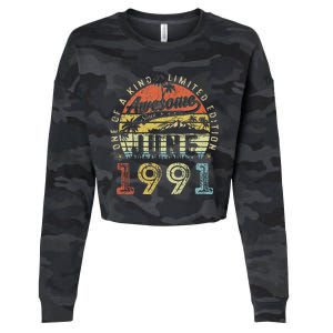 32 Year Old Awesome Since June 1991 32th Birthday Cropped Pullover Crew