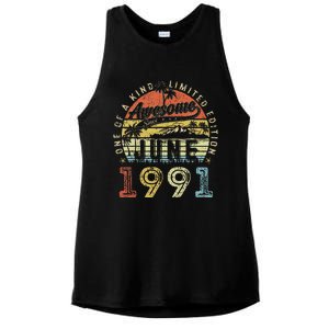 32 Year Old Awesome Since June 1991 32th Birthday Ladies PosiCharge Tri-Blend Wicking Tank