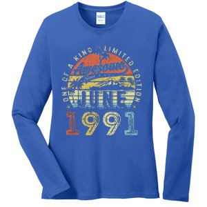 32 Year Old Awesome Since June 1991 32th Birthday Ladies Long Sleeve Shirt